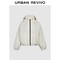 UR2025冬季新款女装户外休闲拉链抽绳连帽羽绒服UYY150095 米白 (偏宽松)