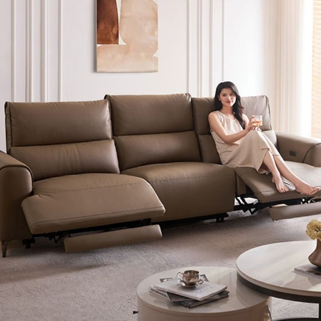 PLUS会员：京东京造 Chill功能沙发 0靠墙双电动 0异味头层环保牛皮客厅大户型2.75m棕