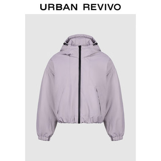 UR2025冬季女装户外休闲拉链抽绳连帽羽绒服UYY150095 灰紫 (偏宽松) L
