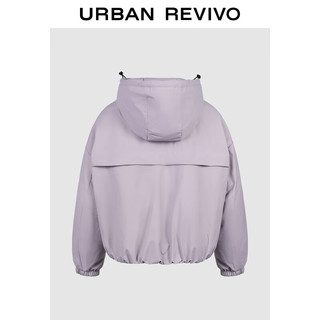UR2025冬季女装户外休闲拉链抽绳连帽羽绒服UYY150095 灰紫 (偏宽松) L