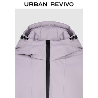 UR2025冬季女装户外休闲拉链抽绳连帽羽绒服UYY150095 灰紫 (偏宽松) L