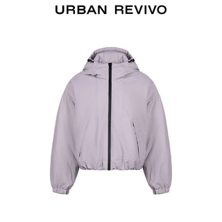 UR2025冬季女装户外休闲拉链抽绳连帽羽绒服UYY150095 灰紫 (偏宽松) L