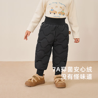 JELLYBABY儿童羽绒裤女童高腰外穿裤男童加厚冬装宝宝裤子【2024秋冬】 杏色 80