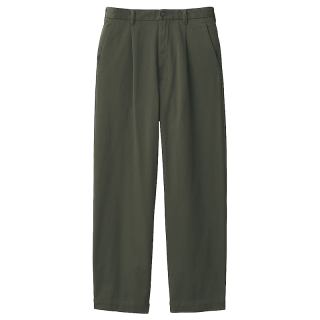 無印良品 MUJI 男式 弹力 丝光斜纹 抽褶宽版裤男士长裤子休闲裤男裤24年冬