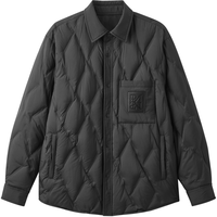 gxgjeans 真五折！美式口袋设计简约翻领短款羽绒服 黑色