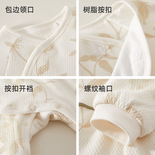 颗粒熊（KELIXIONG）新生儿衣服秋冬夹棉宝宝保暖服薄棉爬服婴幼儿服装连体衣婴儿衣服 想你的季节(40克重)绿色 52cm