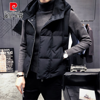 皮尔卡丹（pierre cardin）2025羽绒棉马甲男款年轻冬季马甲男秋冬款黑轻薄坎肩连帽 彩色腰果花-M36 6XL 190-220斤