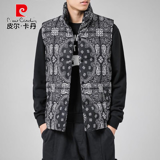 皮尔卡丹（pierre cardin）2025羽绒棉马甲男款年轻冬季马甲男秋冬款黑轻薄坎肩连帽 彩色腰果花-M36 6XL 190-220斤