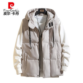 皮尔卡丹（pierre cardin）2025羽绒棉马甲男款年轻冬季马甲男秋冬款黑轻薄坎肩连帽 彩色腰果花-M36 6XL 190-220斤