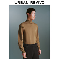 UR冬季男装时尚纯色打底立领长袖针织衫UMB940003 卡其灰 XXL