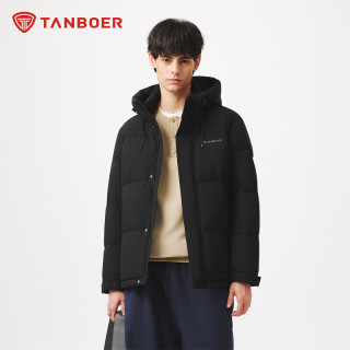 坦博尔 羽绒冬季短款连帽夹克户外保暖厚外套男鸭绒服TA55503D 黑色 L (17