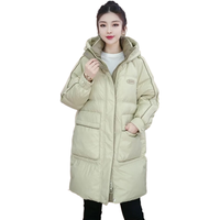 鸭鸭(YAYA)羽绒服女2025新款冬季中长款撞色拼接连帽保暖女士时尚官方外套 米白色 S