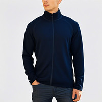 灰壳 户外美利奴羊毛速干衣徒步登山运动夹克拉链外套男春秋 藏青 300gsm S 140斤以下