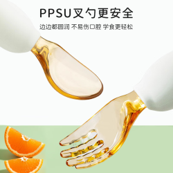 THERMOS 膳魔师 316L不锈钢儿童叉勺套装 糯糯白 含收纳盒
