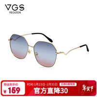 威古氏 偏光太阳镜女复古大框简约墨镜女 金框上蓝下粉