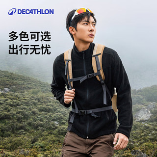 迪卡侬 保暖抓绒衣外套 男款全拉链深灰色 L