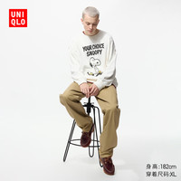 优衣库男装女装UT PEANUTS卫衣长袖运动衫史努比481055 01 乳白色