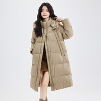 雪中飞新款百搭时尚柔软泡芙中长款女士羽绒服保暖防寒时尚亲肤 咖啡棕|7125 160/84A