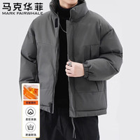 马克华菲棉服男士秋冬加厚棉袄外套防寒夹克保暖面包棉衣 深灰色 M M （100-130斤）