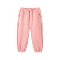 马骑顿（MQD）女童25春学院风运动休闲中大童跑步卫裤针织裤 浅粉 160