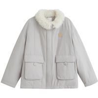 茵曼2025冬季女装三防毛绒领工装羽绒服高充绒量鸭绒保暖外套 雅典灰 XL 168-172cm /131-140斤