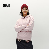 森马(Semir)卫衣女冬抓绒发热抑菌宽松纯色连帽套头衫拼接显瘦ins潮衣服 橡皮粉61214 3XL