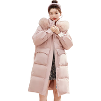 雪中飞(SNOWFLYING)气质淑女羽绒服中长款女士2025新款狐狸毛领时尚加厚保暖冬季外套 粉色 L /130-150斤