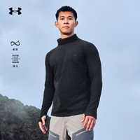 安德玛 户外高领套头抓绒衣男2025秋冬徒步登山透气保暖上衣 黑色 XL