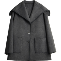 OLRAIN 气质奢暖毛呢外套冬季女装中长款含羊毛双面呢上衣保暖衣服 灰色 M