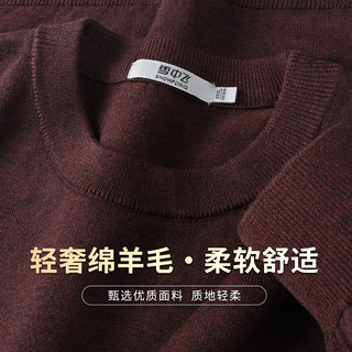 雪中飞（SNOWFLYING）【含绵羊毛】秋冬厚款时尚休闲舒适纯色圆领长袖男式针织衫