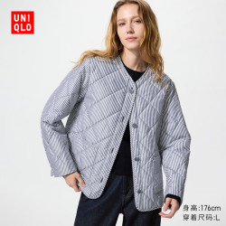 优衣库 女装PUFFTECH空气棉服无领茄克/外套夹克482274 484251 484251/68深蓝色 S