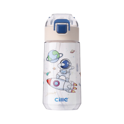 cille 希乐 儿童吸管水杯男女学生可爱便携耐摔塑料杯 粉红色620ml