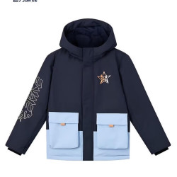 鸿星尔克 童装儿童羽绒服 正黑-绒子含量75% 150 充绒量151g