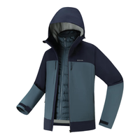 迪卡侬 冲锋三合一外套户外秋冬登山防水防风群青色XL-5263854