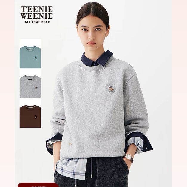 TEENIE WEENIE 小熊女装卫衣冬季刺绣圆领上衣