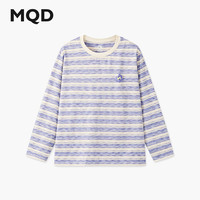马骑顿(MQD)女童25秋新款街潮学院条纹趣味花朵印花亲肤长袖T恤打底