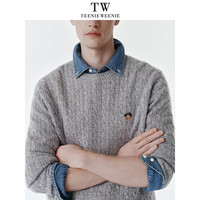 TEENIE WEENIE 小熊男装秋冬新品圆领毛衣绞花软糯针织衫男女同款 灰色