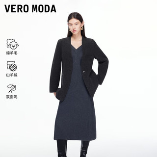 VEROMODA毛呢大衣2025冬季新款山羊绒双面呢外套V领领型修饰脸型新年过年 花岗石灰色加花色 S