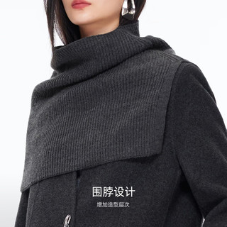 VEROMODA毛呢大衣2025冬季新款山羊绒双面呢外套V领领型修饰脸型新年过年 花岗石灰色加花色 S