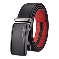暇步士（Hush Puppies）本命年红腰带男士真皮自动扣皮带头层牛皮裤带送本命年马年 外黑内红026W（下单备注尺码）【礼盒包装】