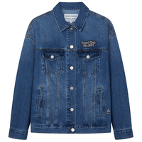 Teenie Weenie小熊秋季宽松休闲复古牛仔短款外套时髦松弛感女 中蓝色 160/S