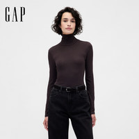 盖璞Gap女装2025冬季新款棉莫代尔混纺小高领合身针织衫美版 棕色 X