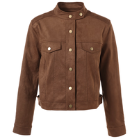 百图betu女装2025春季短外套休闲工装夹克麂皮绒短外套女2501T40 骆驼色 M （骆驼色04/04）