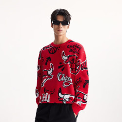 杰克琼斯 杰克·琼斯（JACK&JONES）25年男装秋冬季毛衣男红色新年款套头潮流宽松针织衫 F16莎莎红