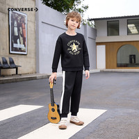 Converse【CNY新年系列】匡威儿童童装男童套装冬季女童加绒2件套运动校服 正黑色 110 /56 【身高104-110cm】