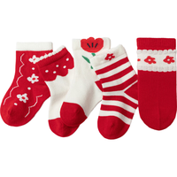 巴拉巴拉袜子秋季婴幼儿中筒袜柔弹不勒无骨手工缝五双装209925172214 1-3岁