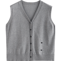 初语法式胭脂红仿亚麻针织背心女2025夏季新款别致收腰设计感上衣 淡雅灰