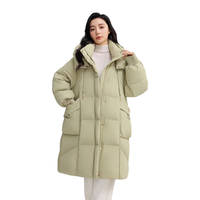 【京东直采】长款羽绒服女冬季连帽加厚保暖时尚百搭休闲外套 黑色