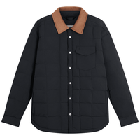 卡尔文·克莱恩 Jeans秋冬男士轻薄绗缝ck撞色灯芯绒衬衫领巴恩风宽松羽绒服外套 8MN