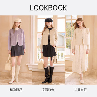 香影 X.YING刘些宁同款香影 X.YING双面呢纯羊毛大衣女2025冬季白色香芋奶糖毛呢外套 薰衣草紫 XL 170/92A/125-140斤